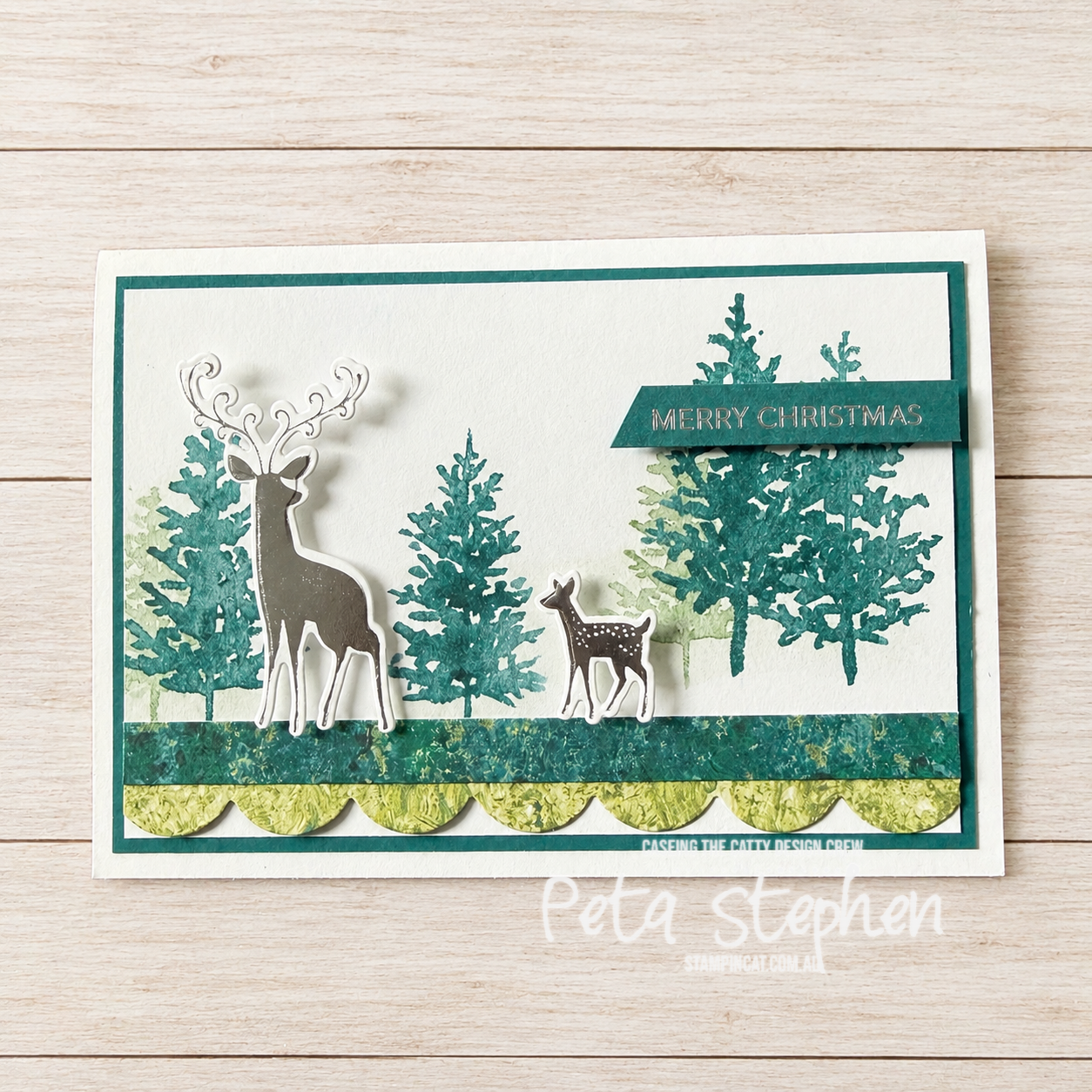 #ctc589 #stampin_cat #naturewalkdsp #whisperingwoodsdsp #gracefulevergreendeerhotfoildies #soireesalutations #stampinup