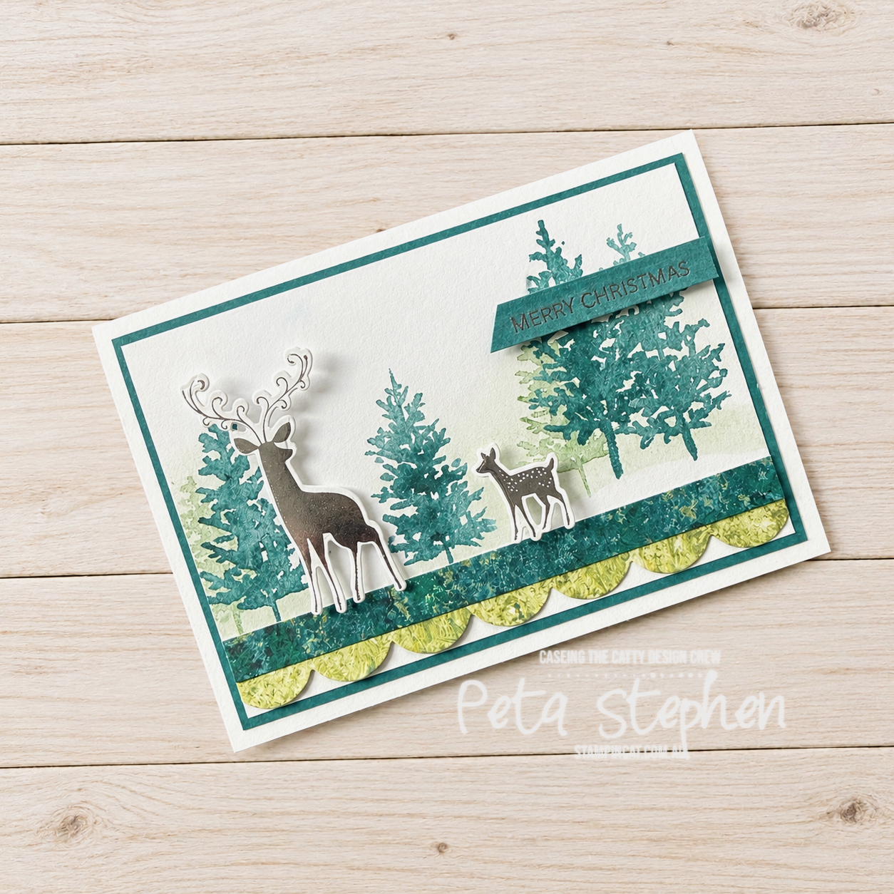 #ctc589 #stampin_cat #naturewalkdsp #whisperingwoodsdsp #gracefulevergreendeerhotfoildies #soireesalutations #stampinup