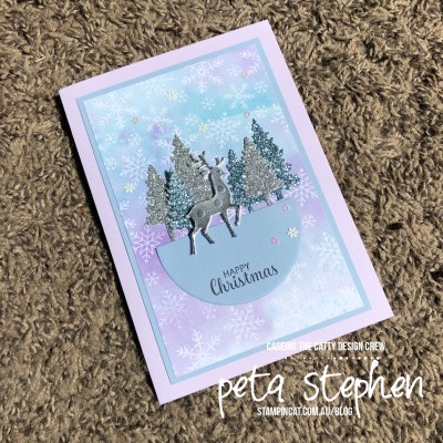 #stampin_cat #ctc291 #snowglobescenes #balmyblueglimmerpaper #christmascard #stampinup