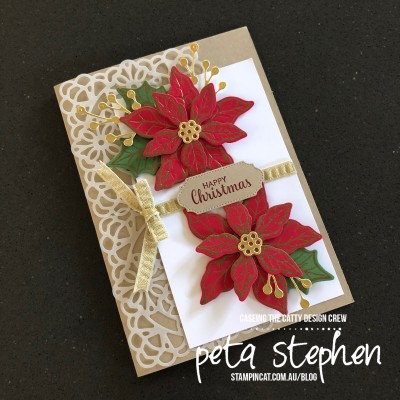 #stampin_cat #ctc292 #poinsettiapetals #vellumdoilies #christmascard #stampinup