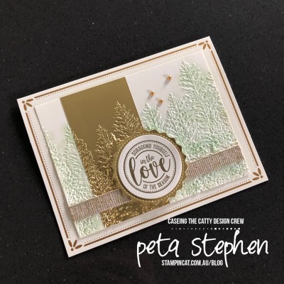 #stampin_cat #ctc298 #evergreenforest #goldcards #stampinup